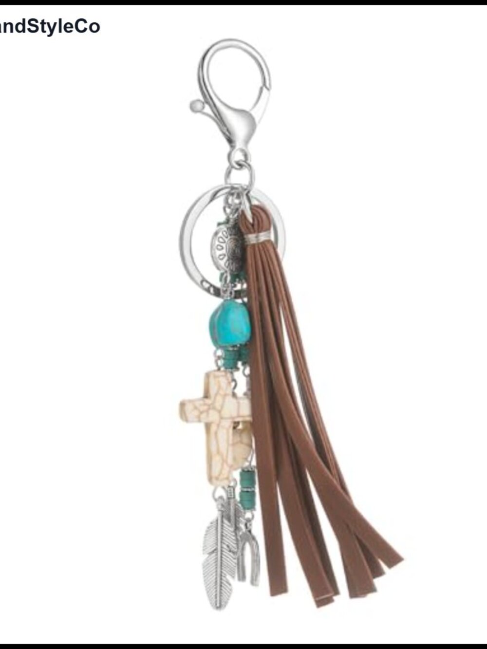Western Keychain Shell Cross Charm Tassel Bag Charm